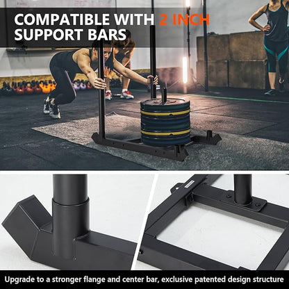 TEDEUM Weight Training Pull Sled, Fitness Strength Speed Training Sled, Steel Power Sled Workout Equipment for Athletic Exercise and Speed Improvement, Only Suitable for 2" Weight Plate