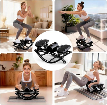 Rock Stepper for Exercise at Home, Lateral Rocking Stepper with Digital Counter & Resistance Bands, 250LBS Weight Capacity & Low Impact, Ski Machine Full Body Workout Equipment