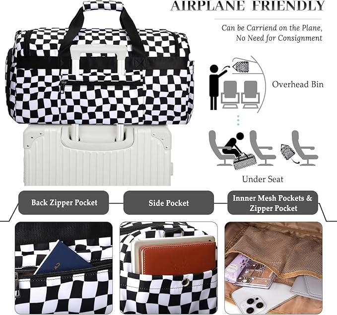 Sports Gym Bag for Men Women, Large Travel Duffle Bag with Shoe Compartment and Wet Pocket, Lightweight Weekender Overnight Bag Fitness Workout Bags for Sports, Gym, Travel