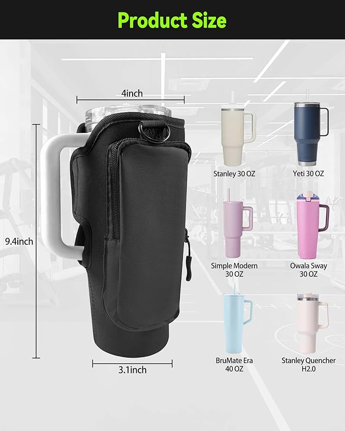 Magnetic Gym Bag for Men and Women, Magnetic Water Bottle Holder for Stanley, Small Gym Bag, Gym Gifts for Women and Men (Black, <30 OZ)