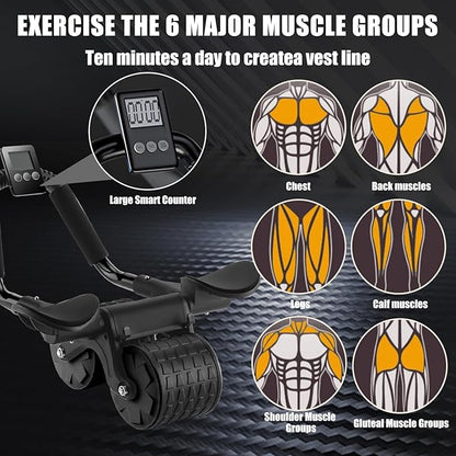 Uota Elbow Support Automatic Rebound Abdominal Wheel，Ab Roller for Abdominal Exercise Machine，Abs Workout Equipment，Dolly Core Strengthening Trainer Fitness Belly Training
