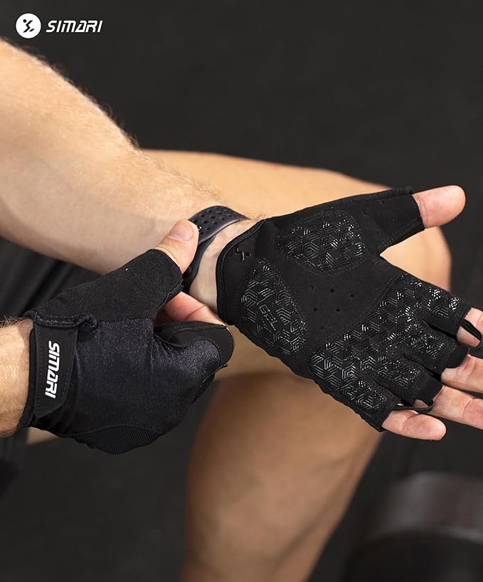 SIMARI GEL Pad Cycling Gloves for Men & Women, Workout Gloves with Cushion, Breathable, Grip, Gift for Gym Exercise, Biking, Weight Lifting Training, Fitness, Black, Pink, Cyan, White Size XS S M L XL