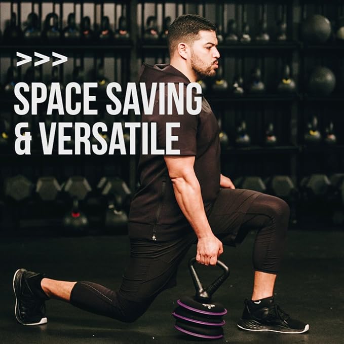 Hyperwear SoftBell Adjustable Kettlebell Set - Soft, Vinyl-Coated Weight Plates with Rubber Base - Versatile Home Gym Equipment - Compatible with SoftBell Barbell & Dumbbell