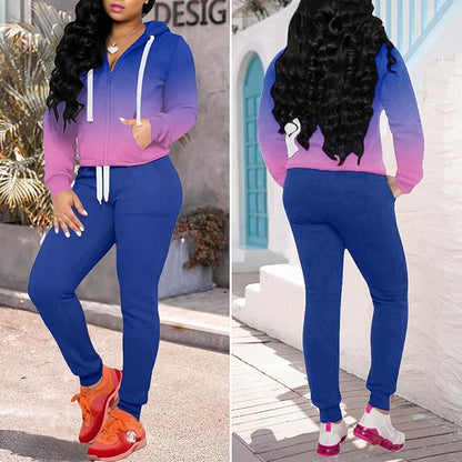 CLOCOR Track Suits for Women Set - Casual 2 Piece Outfits Sweatsuit Pocket Hoodies Long Sleeve with Patchwork Pants Set