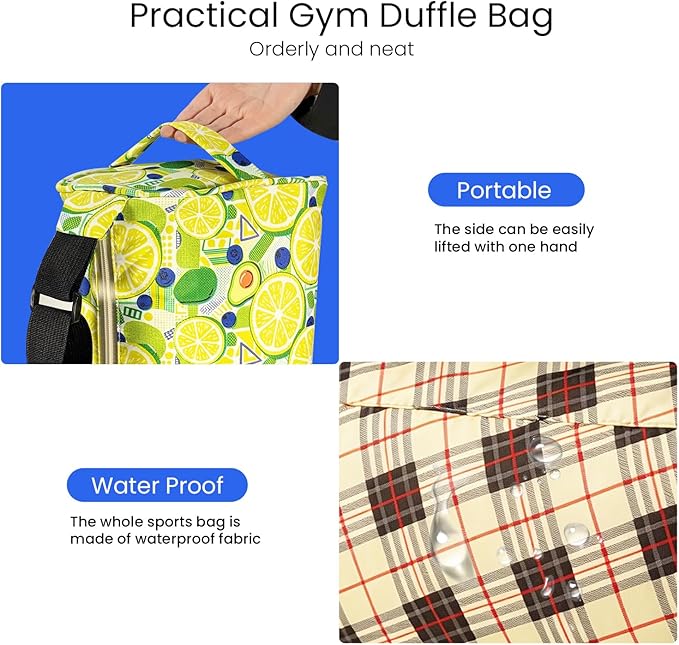 C&F BOGMOST Small Gym Bag for Women & Men,Small Lightweight Duffel Bag Carry On Bags Mini Duffel Travel Bag Waterproof Sports Bags for Workout/Sport/Trave,Line Grid