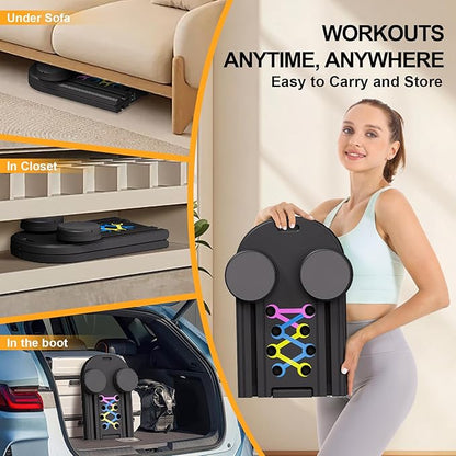 Pilates Reformer Set - Foldable Sliding Reformer, Pilates Board for Home Workout, Portable Abdominal Core Trainer Pilates Reformer Board - Full Body Workout Equipment for Home