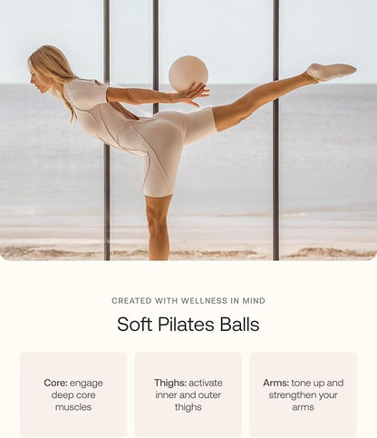 BetterMe Soft Pilates Ball – 8 Inch Mini Exercise Ball for Pilates, Yoga & Core Training – Small Stability Ball for Women – Portable Workout Tool