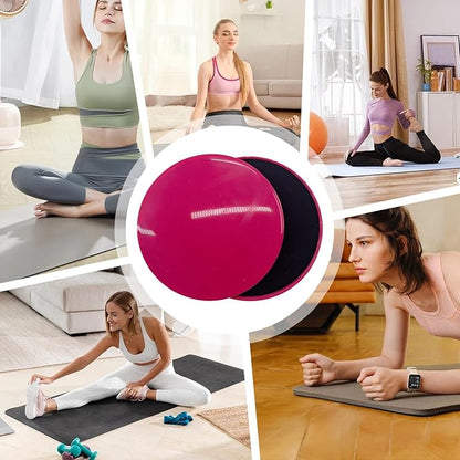 Gliding Discs For Abdominal Exercises - Core Sliders | Fitness Gliding Discs | Exercise Discs | Core Trainer | 2x Two-Sided Gym Sliding Plate Pads | Yoga Cushion For Carpet Or Hardwood Floors