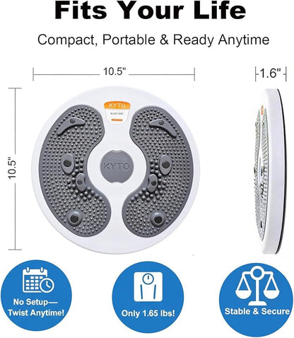 KYTO Waist Twister Disc – Core Trainer Board with Digital Counter, Ab Workout Equipment with 360° Rotation, Non-Slip Foot Massage Design for Home, Office Fitness