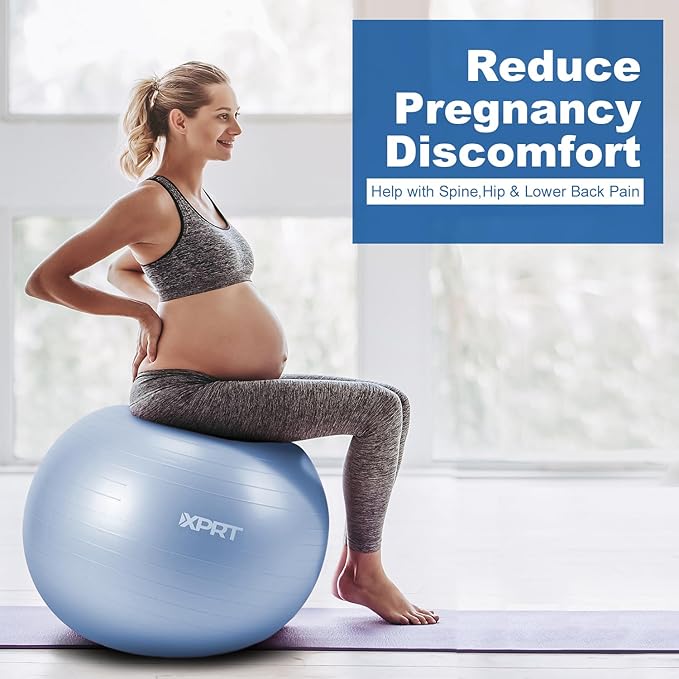XPRT Fitness Exercise Ball (55/65/75cm) - Yoga Ball for Home Gym Workout, Physical Therapy, Balance, Stability Training - Office Ball Chair with Quick Pump (5 Colors)