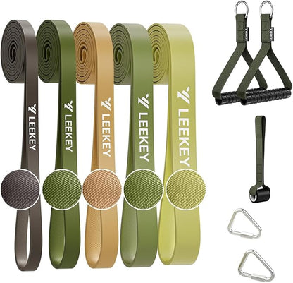 LEEKEY Resistance Bands, Exercise Bands with Handles,Pull Up Assist Bands - Band Set with Door Anchor - Bands for Working Out,Band for Men and Women Fitness Training,Home Workouts
