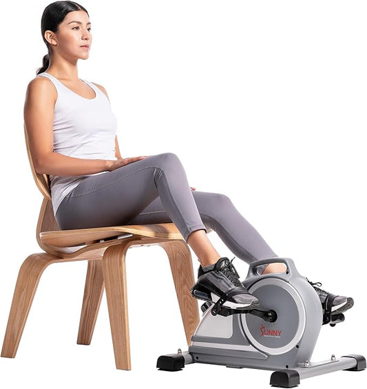 Sunny Health & Fitness Smart Under-Desk Bike Exerciser, Low-Impact Cardio Cycling Equipment for Home/Office, Mini Paddler for Arm/Leg Mobility Training, Free SunnyFit App Connect, Optional Motorized