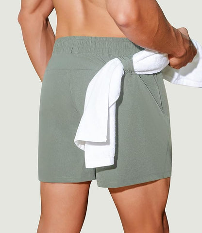 PINSPARK Men's Workout Shorts 5" Lightweight Running Shorts Quick Dry Athletic Gym Shorts with Zip Pocket Towel Loop