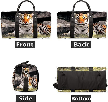 Travel Duffel Bag Animal Tiger Print Pattern Sport Tote Gym Bag Waterproof Foldable Carryon Weekend Overnight Training Handbag Sports Duffle Bags for Women Men Boys Girls