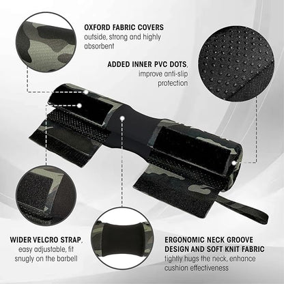 Yes4All Ergonomic Foam Bar Pad, Olympic Barbell Squat & Neck Pad for Squats, Hip Thrusts & Weight Lifting Bar