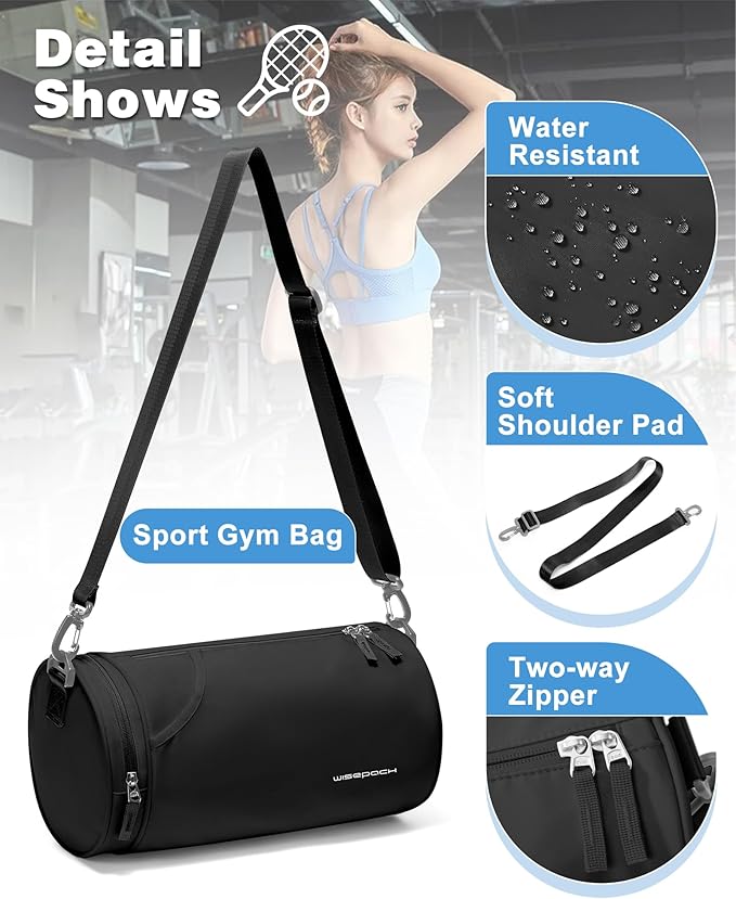 Small Gym Bag for Women,Waterproof Mini Duffle Bag Womens Spotrs WorkoutBags Small Travel Duffel Bag with Wet Pocket Carry on Weekender Bags for Dance Swimming,Gym,Yoga,Fitness Black
