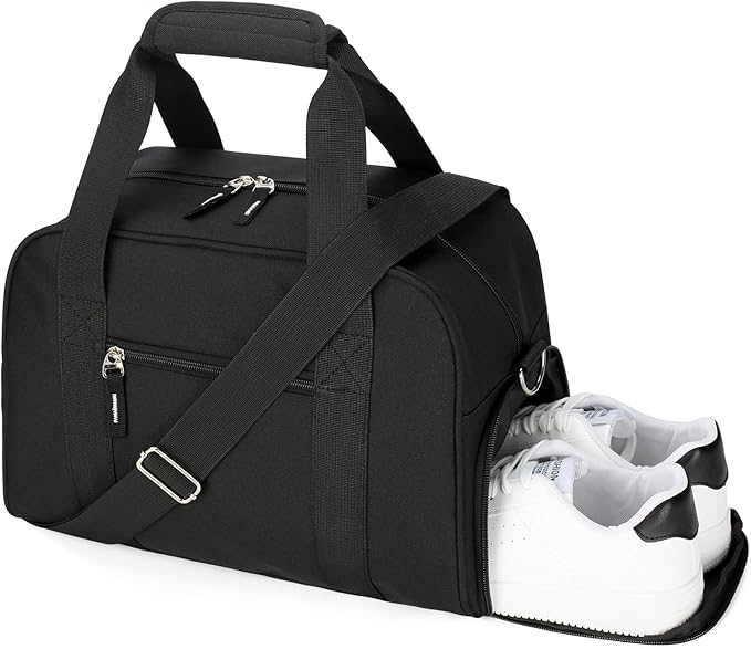 SeaRock 14 inch Small Gym Bag for Men & Women, Mini Duffle Bag with Shoe Compartment, Carry On Duffel Bag for Travel Sports, Black