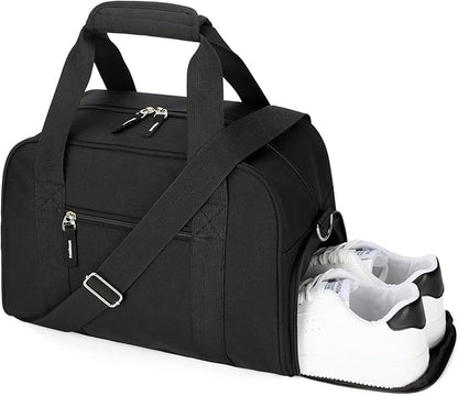 SeaRock 14 inch Small Gym Bag for Men & Women, Mini Duffle Bag with Shoe Compartment, Carry On Duffel Bag for Travel Sports, Black
