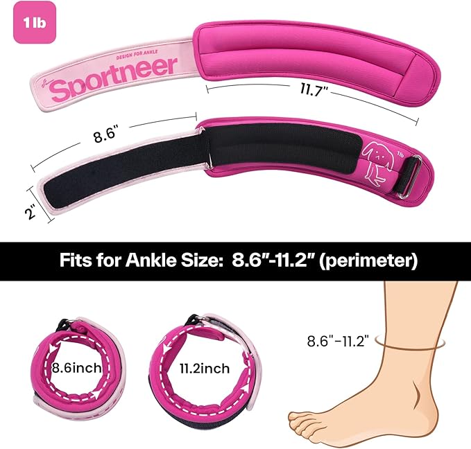 Sportneer Ankle Weights 0.5/1/2/3/5 LBS 1 Pair Wrist Leg Arm Weights for Women Men Kids Child with Adjustable Straps, Strength Weighted for Jogging Running Walking Fitness Gym Workout