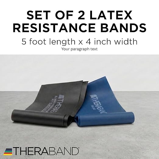 THERABAND Resistance Bands Set, Advanced Kit, Blue, Black, Latex Elastic Bands for Exercise & Physical Therapy, Strength Training for Upper & Lower Body Fitness