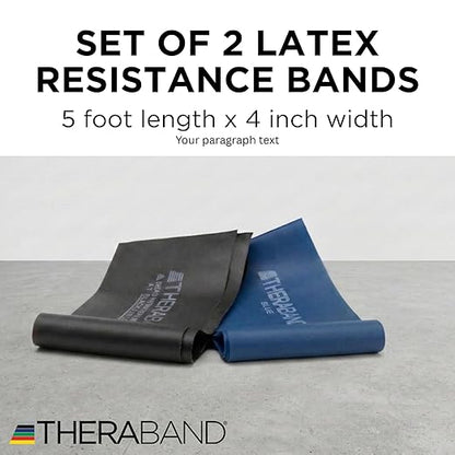THERABAND Resistance Bands Set, Advanced Kit, Blue, Black, Latex Elastic Bands for Exercise & Physical Therapy, Strength Training for Upper & Lower Body Fitness