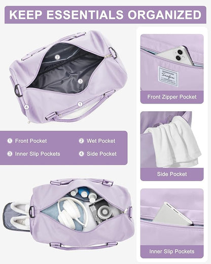 Gym Bag Womens,Travel Duffel Carry on Bag Sport Tote Bag Weekend Overnight Bag