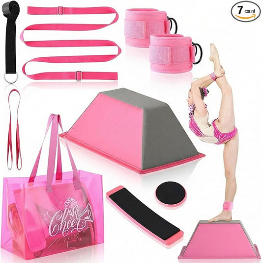 7pcs Cheer Flyer Training Set for Home Practice, Cheer Stand Kit with Balance Trainer, Stretch Strap, Rotating Board & Ankle Support, Safe Cheerleading Equipment for Beginners & Athletes