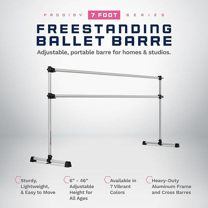 VITA Barre Portable Freestanding Double Ballet Barre, Prodigy, Aluminum | Adjustable Height, USA Made, Home or Gym Exercise Equipment for Kids & Adults | Dance, Fitness, Pilates
