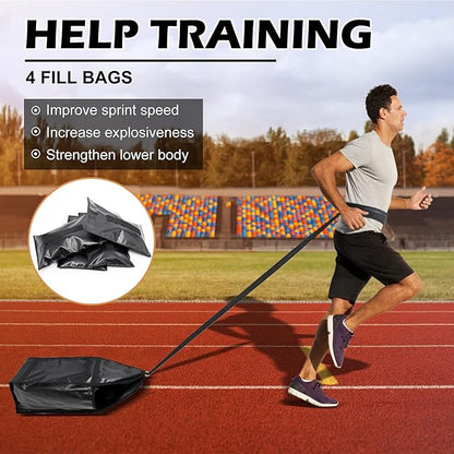 NAIZEA Adjustable Weight Sled Trainer with 4 Weight Sandbags - Upgrade Sandbag Sled Trainer Resistance Sleds Trainers for Sprinter Speed Training Outdoor Indoor
