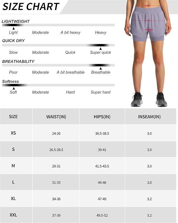 Ksmien Women's 2 in 1 Running Shorts Quick Dry Athletic Gym Workout Shorts with Liner Phone Pockets