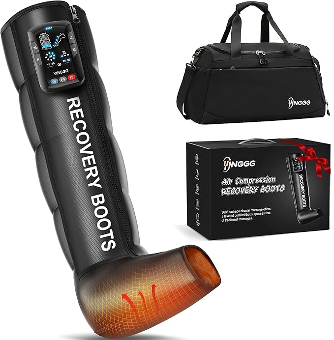 Leg Massager with Heat and Compression: Cordless Recovery System for Improved Circulation, Professional Foot Massage Boots with 5 Massage Areas, 8 Intensities(Only Single Leg)-Small