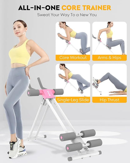 GuuG Ab Machine Ab Trainer Machine : Adjustable Ab Machine for Stomach Workout at Home Gym Ab Workout Foldable Core Strength Training Equipment Home Gym System