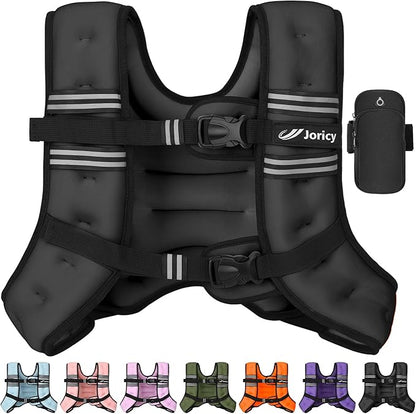 Weighted Vest Woman 5lb/8lb/10lb/12lb/15lb/20lb/25lb/30lb Weight Vest for Women Men, Rucking Vests with Reflective Stripe for Running Workout Walking Strength Training Weight Loss Fitness Weightlifting