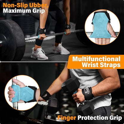 Weight Lifting Wrist Straps, Gym Straps Weight Lifting for Deadlift and Powerlifting, Double Layer Leather Wrist Wraps with Padded Cushion Wrist Loop, Weightlifting Grips for Men and Women