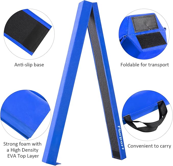 FBSPORT 8ft/9ft/9.5ft Balance Beam Folding Gymnastics Beam Foam Balance Floor Beam Equipment for Kids Adults, Suede Cover Anti Slip Base with Carry Bag for Home School Gym Training