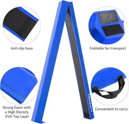 FBSPORT 8ft/9ft/9.5ft Balance Beam Folding Gymnastics Beam Foam Balance Floor Beam Equipment for Kids Adults, Suede Cover Anti Slip Base with Carry Bag for Home School Gym Training