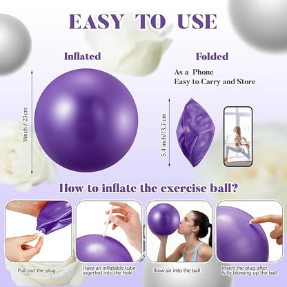 Sotiff 20 Pcs 9 Inch Pilates Ball Bulk Exercise Pilates Ball Mini Yoga Balls Therapy Core for Stability Barre Training Stretching Physical Posture Training Gym Workout with Inflation Tube