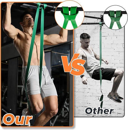 Resistance Bands Set for Working Out, 5 Pull Up Assist Bands with Door Anchor, Handles Carry Bag, 4.0mm TPE Exercise Bands for Home Gym Strength Training, Physical Therapy for Men Women