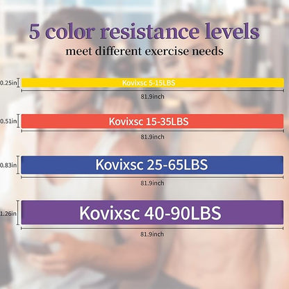 Resistance Bands for Working Out, Pull Up Assistance Bands, Exercise Workout Bands for Men & Women, Gym Bands with Door Anchor & Handle, Stretching Bands for Physical Therapy, Muscle Training
