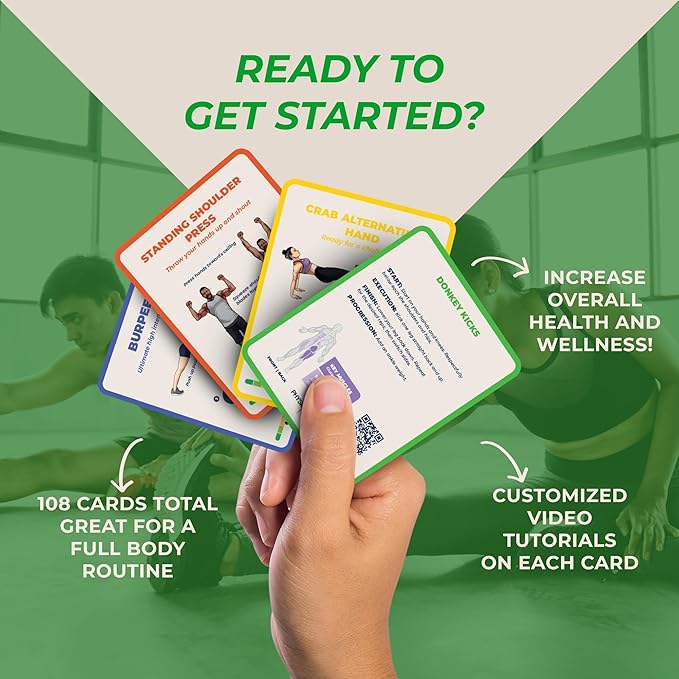 100+ Bodyweight Exercise Flashcards for Home Workout – PhysioSpace’s All in One Exercise Cards & Game Deck for Every Fitness Level with Video Tutorials (No Equipment Needed)