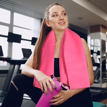 Tudomro 5 Pcs Microfiber Gym Towels Quick Dry Camping Towel for Women Men Gym Sweat Sports Towel for Yoga Tennis Running Swimming Exercise Working Out(Pink,23.6 x 47.2 '')