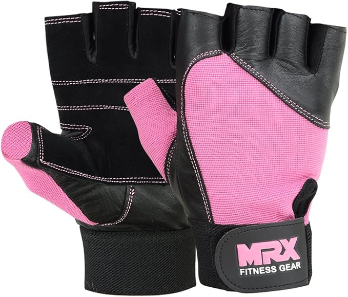 MRX Weight Lifting Gloves Gym Training Bodybuilding Fitness Powerlifting Workout Weightlifting Gloves Genuine Leather for Men & Women