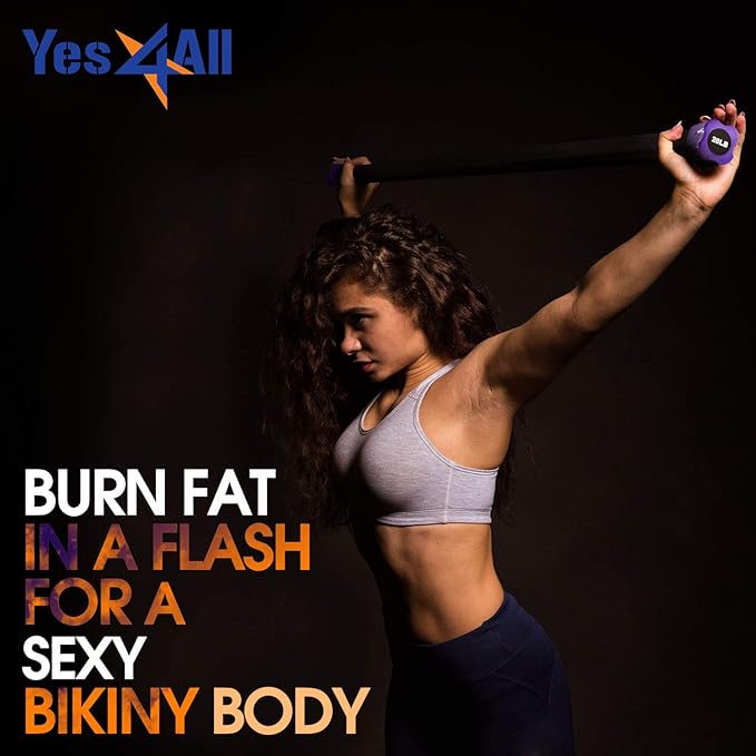 Yes4All Total Body Workout Weighted Bar, Resistance Band Bar, Racks for Strength Training, Exercise Bar for Yoga in Home and Gym - Single/Combo