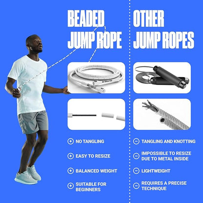 Sportbit Elite Beaded Jump Rope – Adjustable for Kids & Adults, Durable Fitness Skipping Rope for Cardio, Gym, Home & Outdoor Workouts
