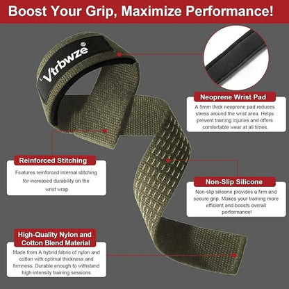 Gym Lifting Straps for Weightlifting & Deadlift - Non-Slip Silicone Grip, Padded Wrist Support for Bodybuilding, Workout & Strength Training, Unisex Design for Men & Women