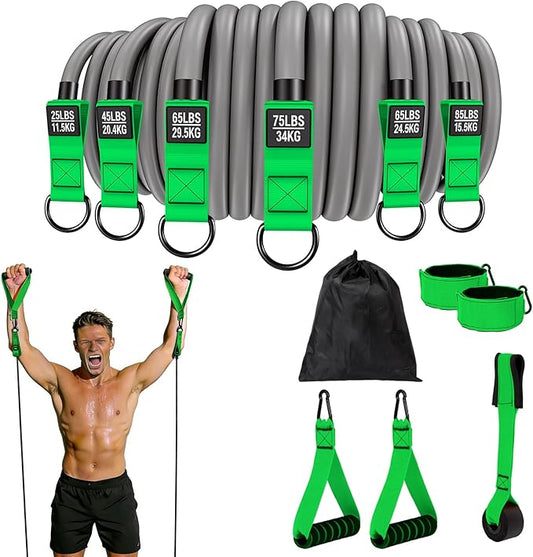 Heavy Duty Resistance Bands Set with Handles, Ankle Straps & Door Anchor – 300LBS Exercise Bands for Home Gym, Muscle Training, Physical Therapy, Yoga, Full Body Workout for Men & Women