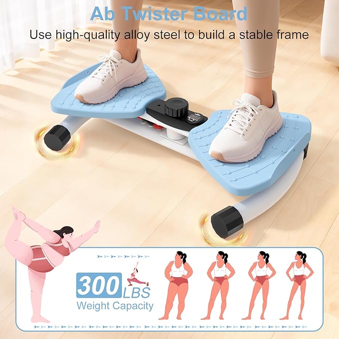 Waist Twister Machine Exercise, Ab Machine Adjustable Waist Twisting Fitness Tool，Noiseless Ab Twister Board for Women Men，Anti-Slip Home Gym Workout Equipment 300 lbs Weight Capacity