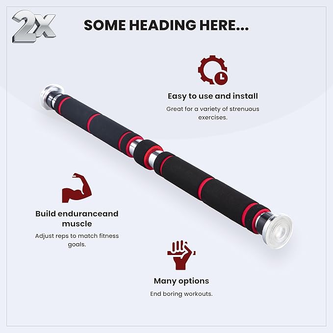 Door Chin Up Door Bar Home Gym - Pull Up - Adjustable Fits Residential Doorways - Supports Up to 300 Pounds - Easy to Mount - Build Upper Body Strength at Home Pump Biceps, Triceps, Lats