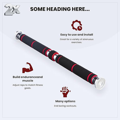 Door Chin Up Door Bar Home Gym - Pull Up - Adjustable Fits Residential Doorways - Supports Up to 300 Pounds - Easy to Mount - Build Upper Body Strength at Home Pump Biceps, Triceps, Lats