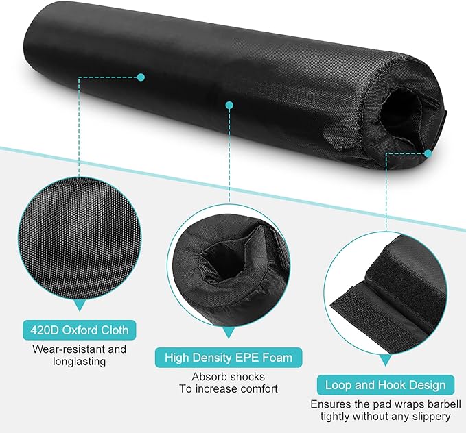 Barbell Pad Squat Pad with High Density Foam for Weightlifting Neck and Shoulder Protection Ideal for Squats Lunges and Hip Thrusts Durable 420D Oxford Fabric Exterior 35cm Length